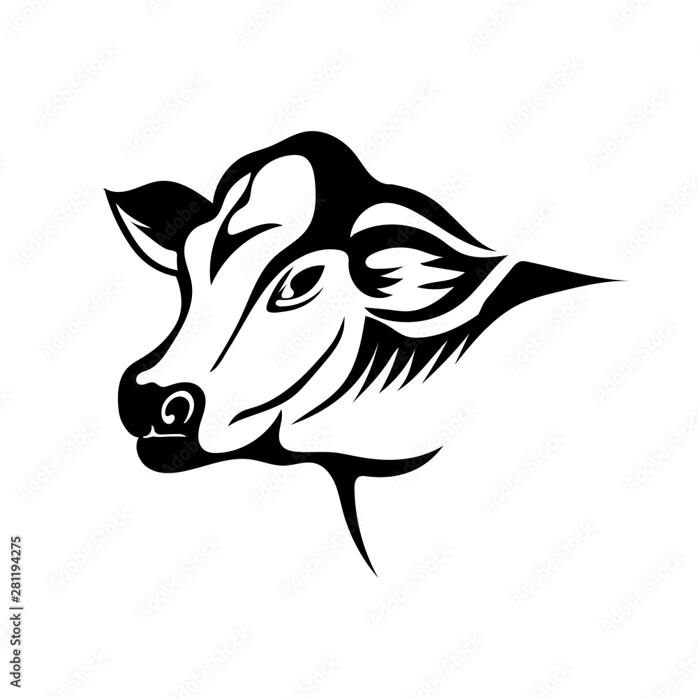 face cow head art logo design inspiration Stock Vector | Adobe Stock