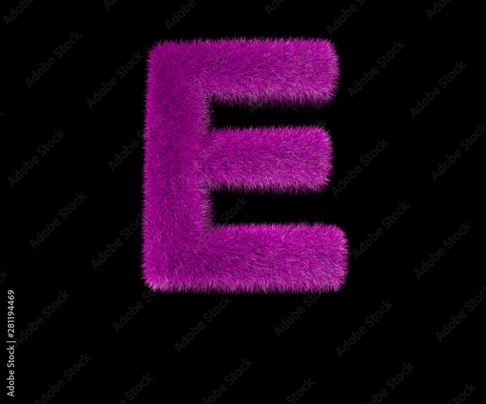 lovely luxury purple wooly font isolated on black - letter E, luxury concept 3D illustration of symbols lovely luxury purple wooly font isolated on black - letter E, luxury concept 3D illustration of symbols