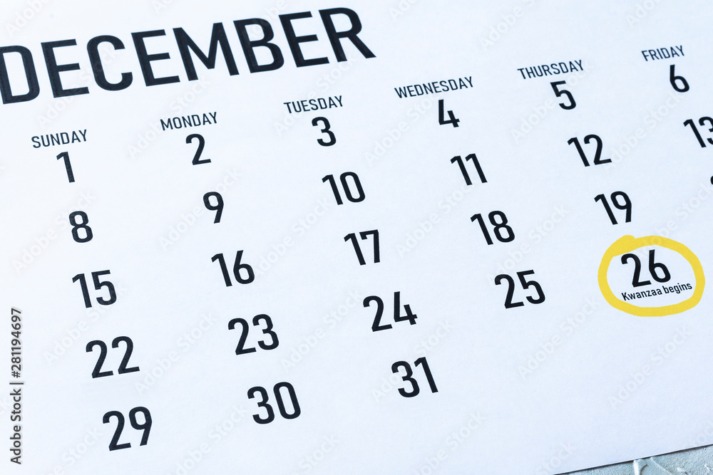 Kwanzaa 2019 beginning day in the United States Kwanzaa 2019 beginning day in the United States