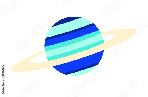 Blue planet with rings vector