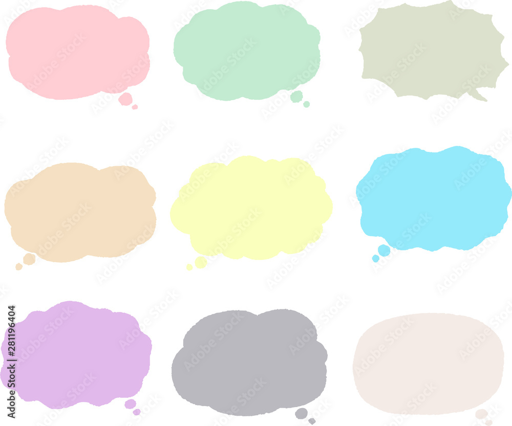illustration of Cloud-shaped speech bubble drawn set illustration of Cloud-shaped speech bubble drawn set