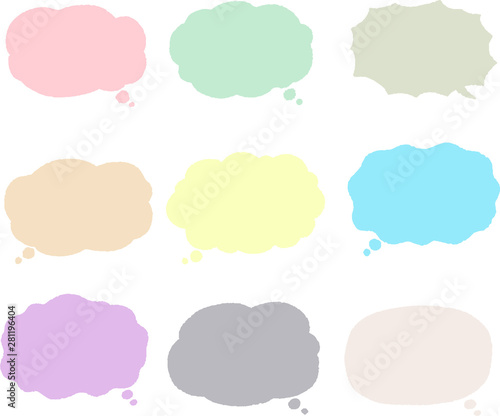 Slika na platnu illustration of Cloud-shaped speech bubble drawn set