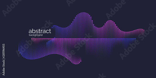Vector abstract background with dynamic waves, line and particles.