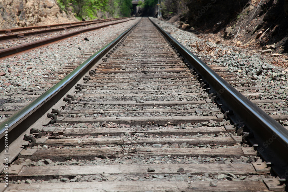 Straight Line Railroad Tracks - Vanishing Point Perspective