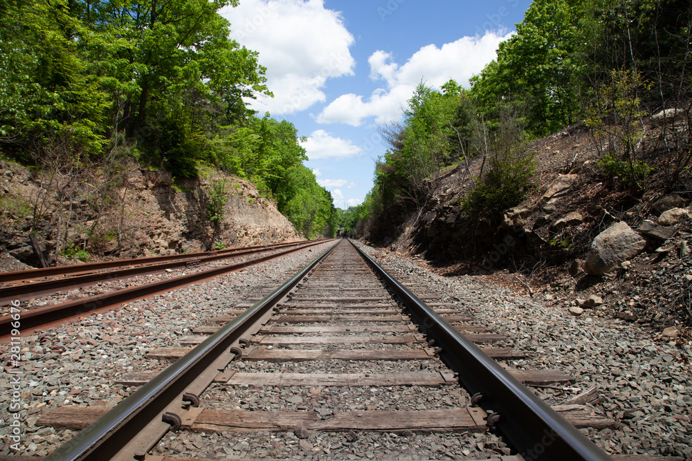 Obraz premium Railroad Tracks - Vanishing Point Perspective Photo