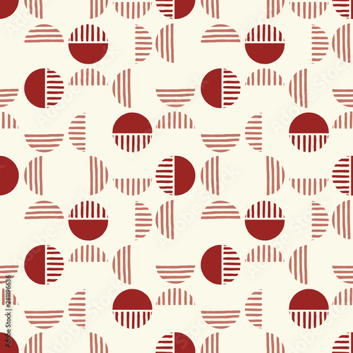 Small Retro Geo Dots And Half Dots Vector Seamless Pattern. Modern Abstract Circles Background