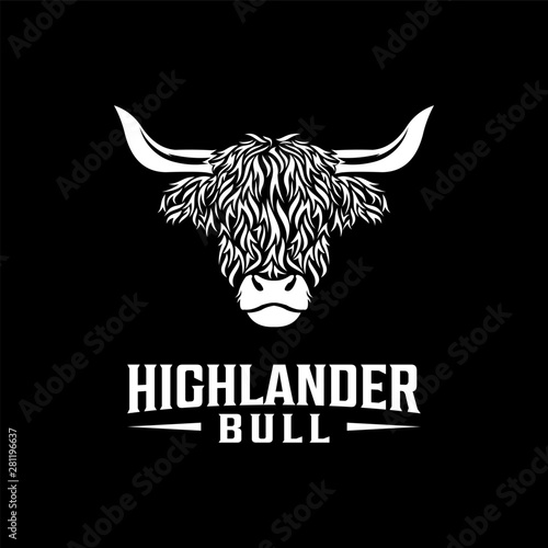 Highlander bull vintage logo design. Mascot logo design