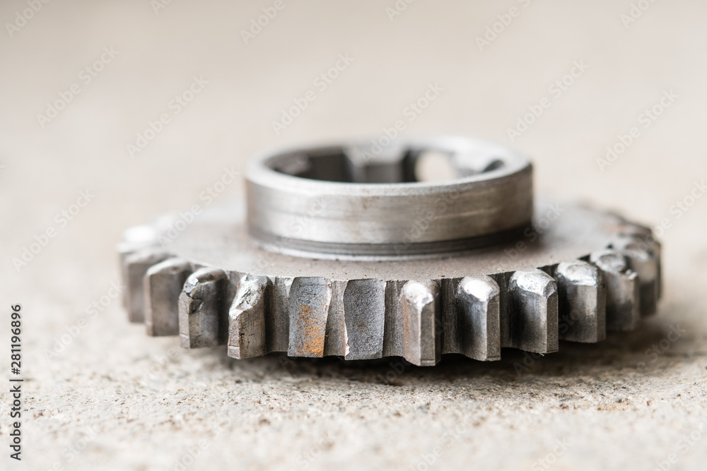 Broken teeth on the gear. Mechanical workshop and repair concept. Closeup and isolated. Broken teeth on the gear. Mechanical workshop and repair concept. Closeup and isolated.