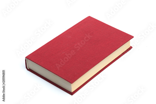 Closed red  book isolated on a white background