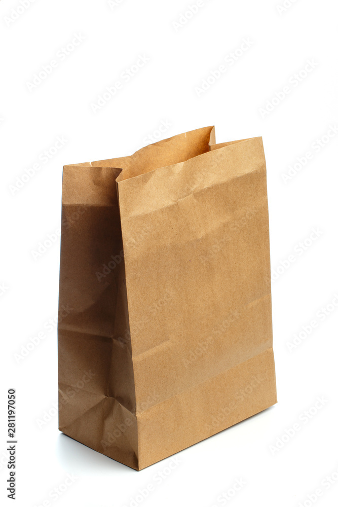 Paper bag on white background. Mockup for design . Paper bag on white background. Mockup for design .
