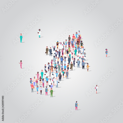 people crowd gathering in shape of financial arrow up symbol social media community successful growth concept different occupation employees group standing together full length