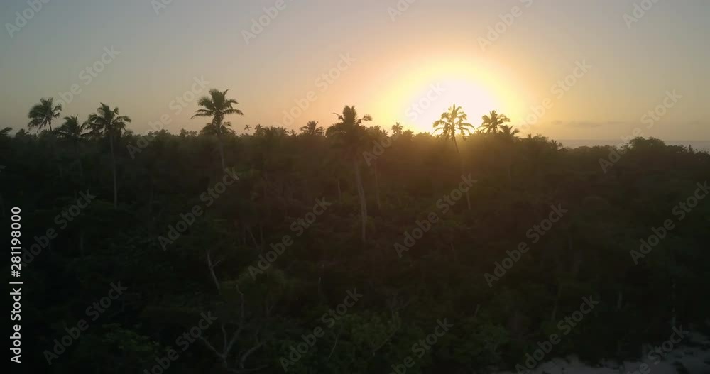 AERIAL sunrise of the Tongan islands in the Polynesian sovereign state