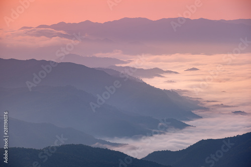 Mountain landscape in the morning at Nan Thailand