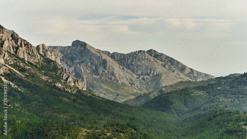 Beautiful view of the mountains in Valencia community, Spain.