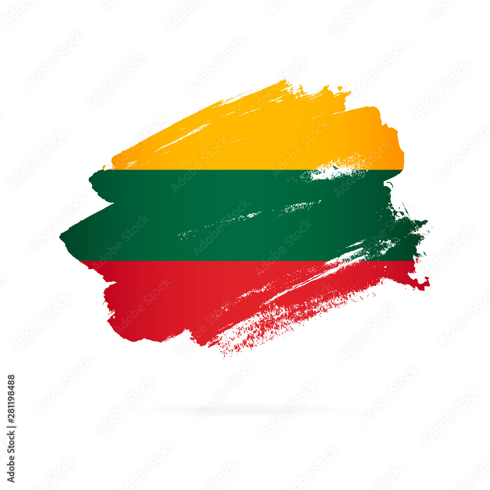 Lithuanian flag. Vector illustration on white background. - obrazy, fototapety, plakaty 