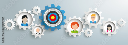 Gears Humans Teamwork Target Gray Header