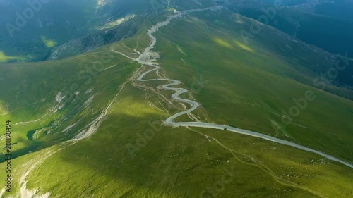 Aerial view from drone of incredible beautiful road Transalpina