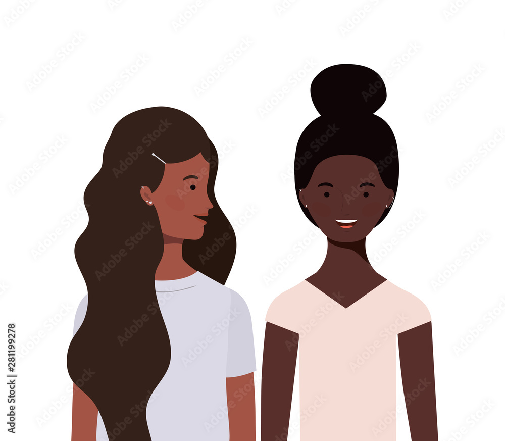 young women on white background