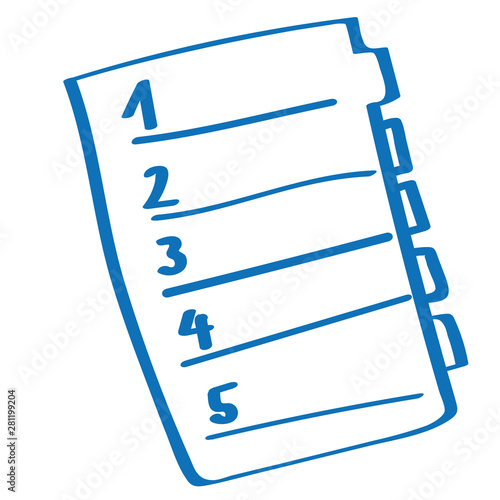 Handgezeichnetes Ordner-Register in dunkelblau