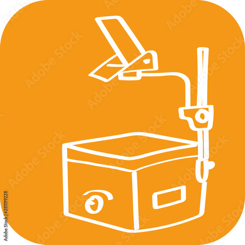 Handgezeichneter Overhead-Projektor auf orangenem Hintergrund