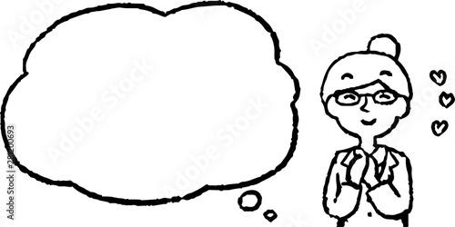 illustration of Upper body of Business woman face and pose with Speech Balloon