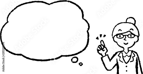 illustration of Upper body of Business woman face and pose with Speech Balloon