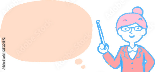 illustration of Upper body of Business woman face and pose with Speech Balloon