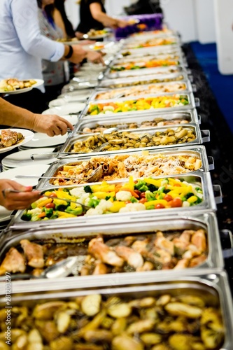People using professional warm catering.