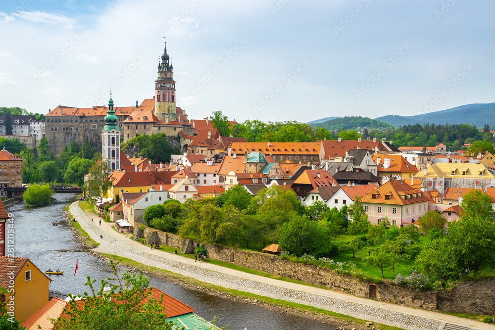 Cesky Krumlov skyline in Czech Republic