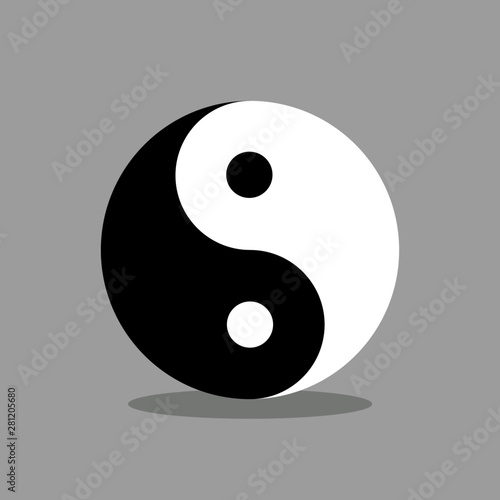 Ying yang symbol of harmony and equilibrium. vector file with gray background
