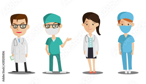 doctor cartoon vector set