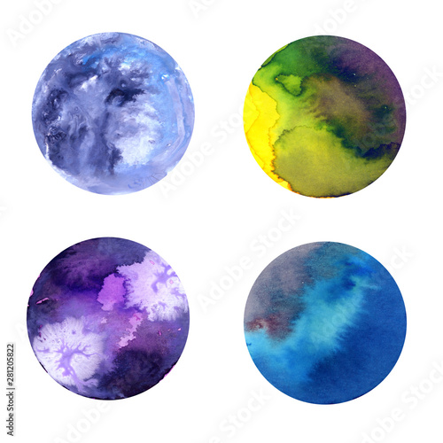 set of watercolour globes