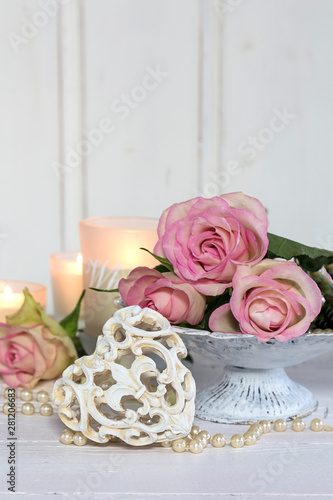 Romantic Roses Still Life With Heart