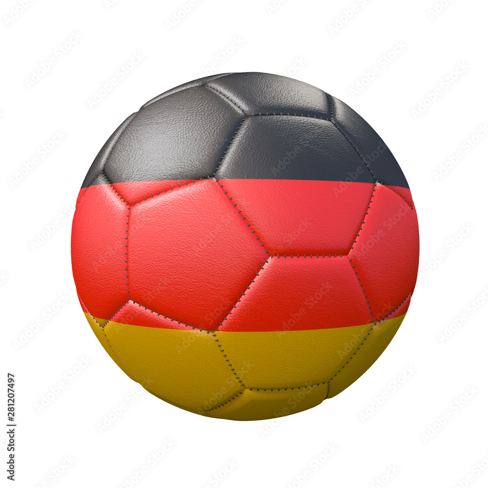 Soccer ball in flag colors isolated on white background. Germany. 3D image