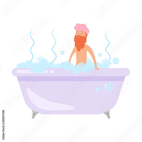 Cute red hair hipster man take a bath