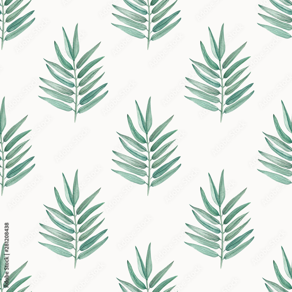 .Watercolor illustration. Tropical plant pattern .Watercolor illustration. Tropical plant pattern