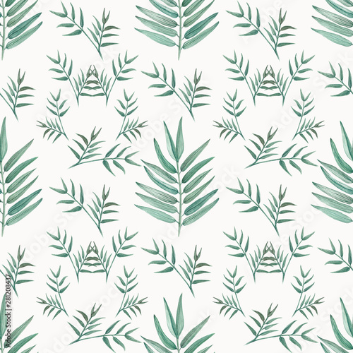 .Watercolor illustration. Tropical plant pattern