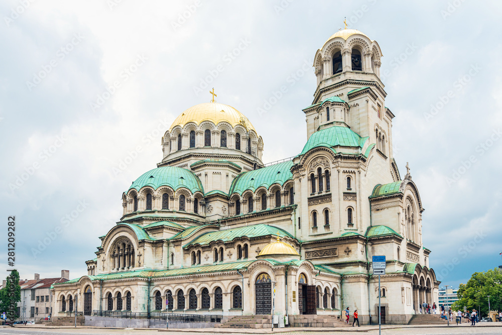 SOFIA, BULGARIA - 24 May 2018: St. Alexander Nevsky Cathedral is a Bulgarian Orthodox cathedral in Sofia