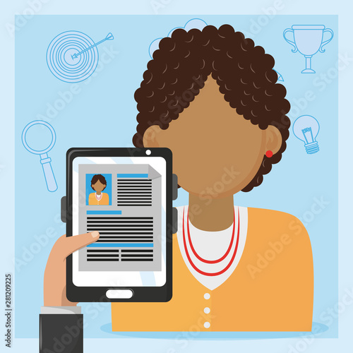 Businessman hand holding tablet with CV