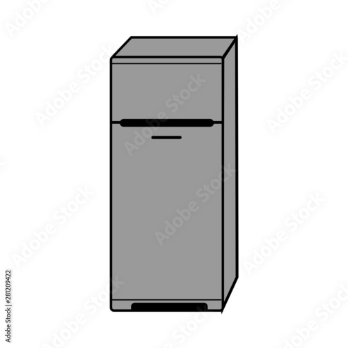 Fridge isolated on a white background. Vector graphics. Vector illustration. Copy space. There is a place for text.