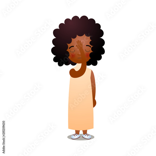 African little girl offer prayer to God, before sleeping