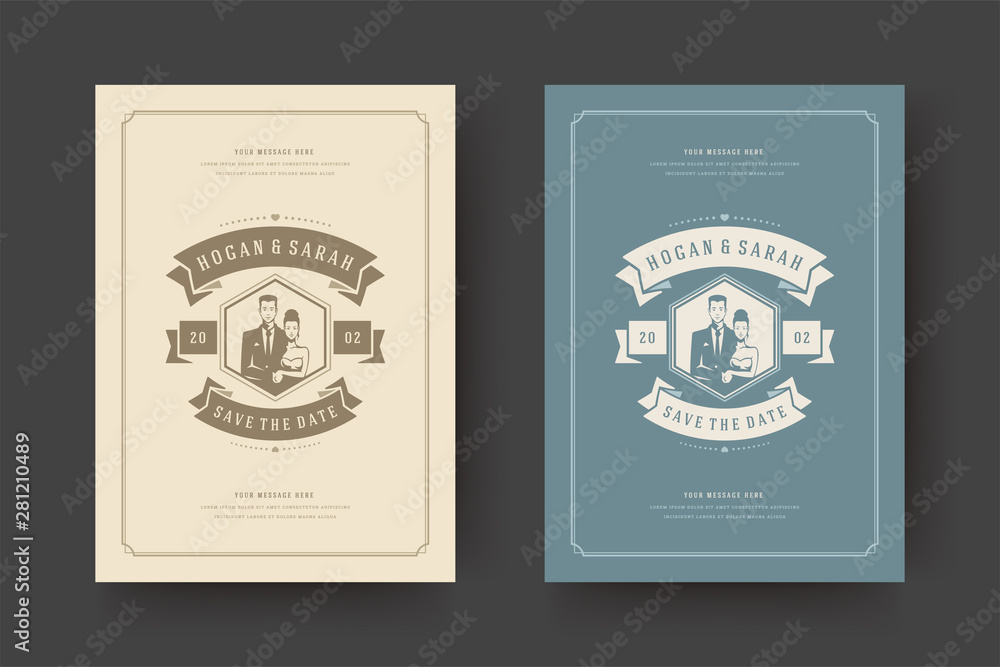 Wedding save the date invitation card vector illustration. Wedding save the date invitation card vector illustration.