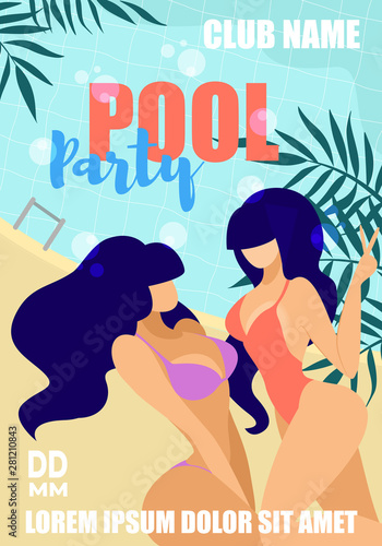 Pool Party Banner, Resort Event Advertising Poster