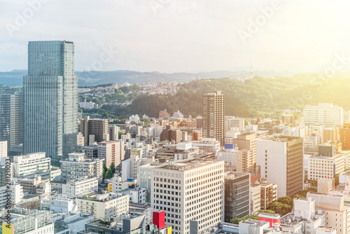 фотографія city skyline aerial view of Sendai in Japan