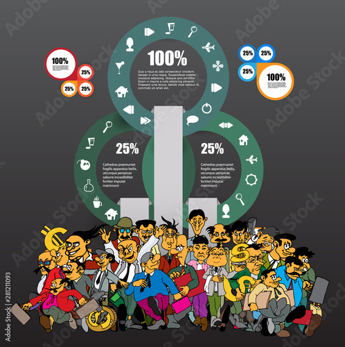 Abstract infographics template with cartoon character. Vector illustration