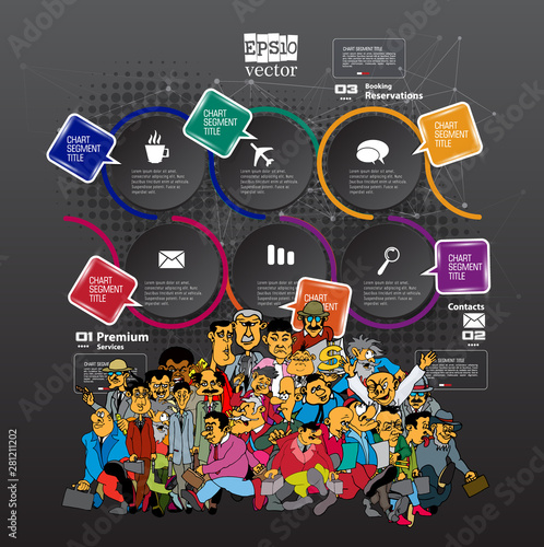 Abstract infographics template with cartoon character. Vector illustration