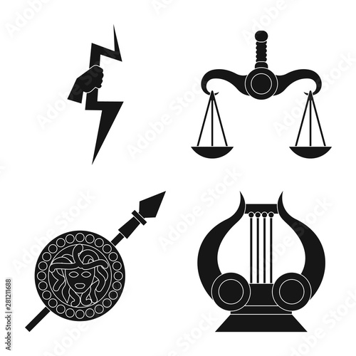 Vector illustration of religion and myths logo. Collection of religion and greek stock vector illustration.