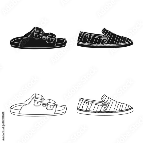 Vector illustration of shoe and footwear logo. Collection of shoe and foot stock symbol for web.