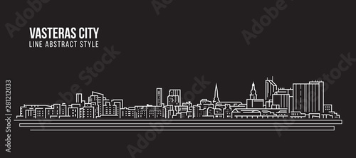 Bild auf Leinwand Cityscape Building Line art Vector Illustration design - Vasteras city