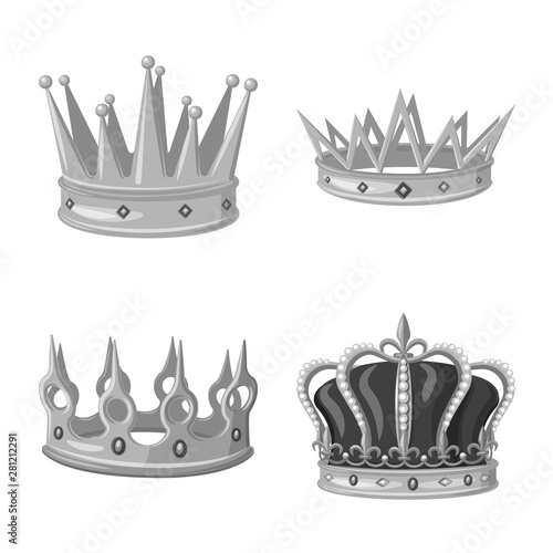 Vector illustration of jewel and vip logo. Set of jewel and nobility vector icon for stock.